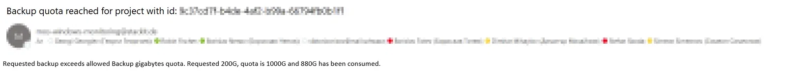 A screenshot showing the described email