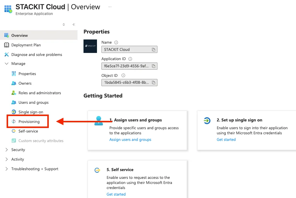 Example view in Microsoft Entra ID